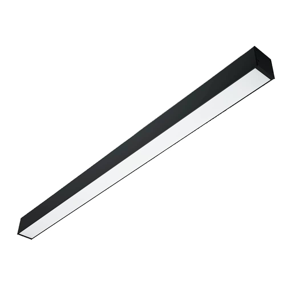 Polaris 1 LED Low Glare Linear Suspended Luminaire Product shot in a black finish.